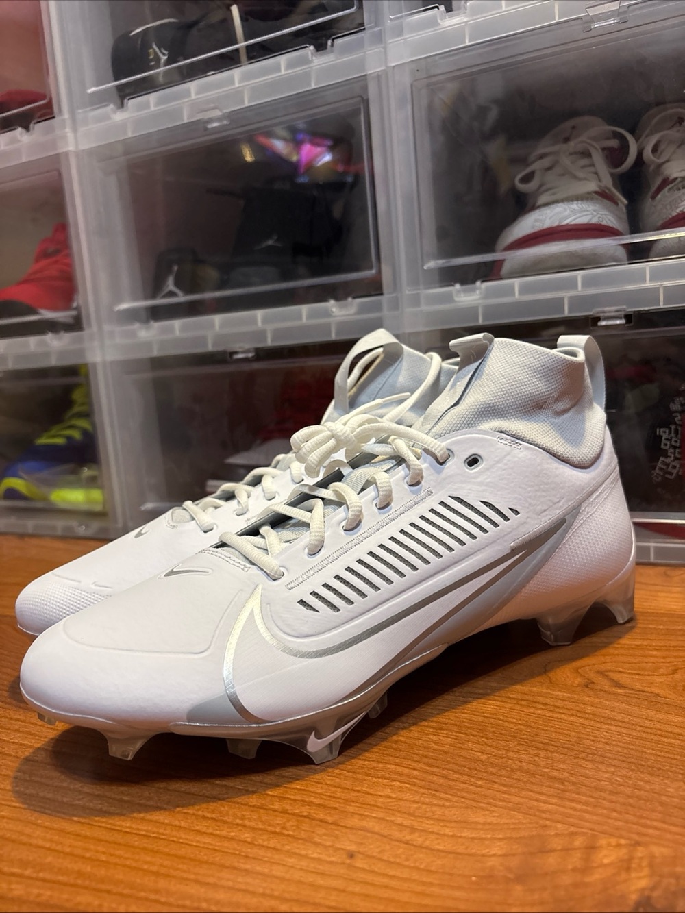 Nike Vapor Edge Pro 360 2 White Silver DA5456-100 Football Cleats Sz 9.5 Men NEW
